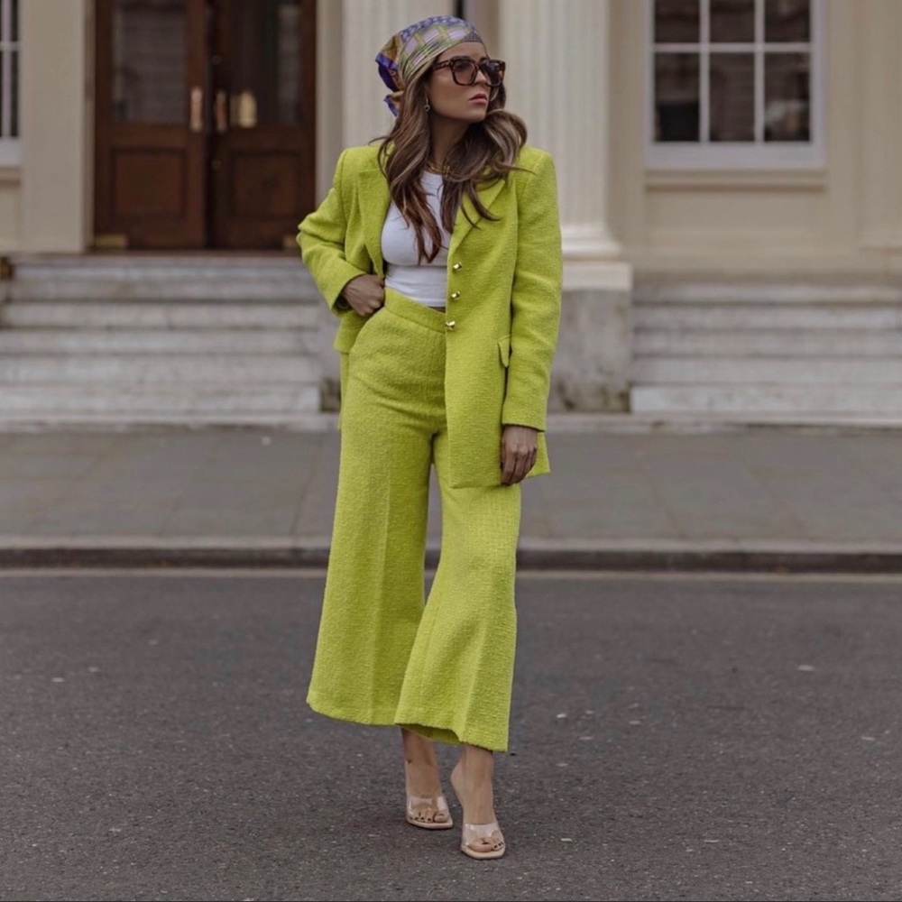 Zara Buttoned Textured Weave Blazer
